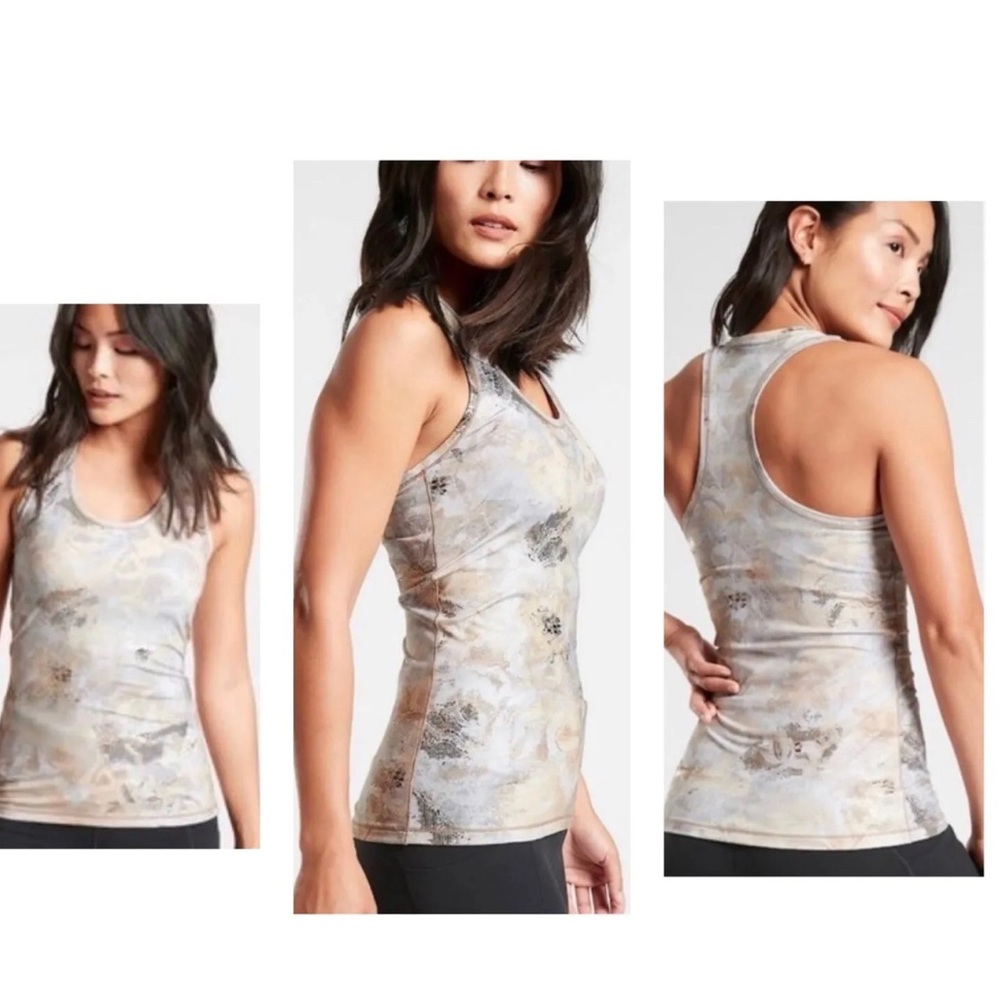 ATHLETA Women's SHANTI GILDED TANK Racerback Stretch Gold Shimmer Size S